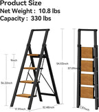 HillhutApex Step Ladder, Aluminum Lightweight Folding 4 Step Stool with Anti-Slip Wide Pedal, 330lbs Capacity Steel Ladder for Household and Office