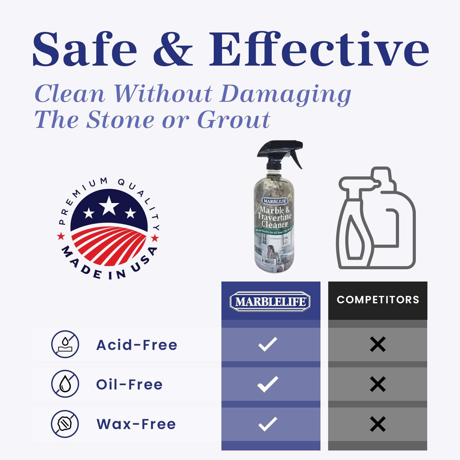 Marblelife InterCare Marble and Travertine, Natural Stone & Terrazzo Liquid Cleaner, Shower & Tile Surface Care, Floor, Walls & Countertop Cleaner and Degreaser, 32 oz