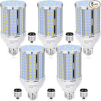 50W LED Corn Light Bulb(5 Pack),(490 Watt Equivalent) Fanless E26/E39 Medium/Large Mogul Base LED Cob Lamp 5000K Daylight 6,200LM for Outdoor Indoor Garage Warehouse Factory Workshop Street Backyard