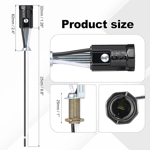 PATIKIL Candelabra Base Lamp Holder Light Socket, 6pcs UL Listed Keyless E12 Bulb Socket with 9.8" Wire Leads for E12 Incandescent LED Light Bulbs, 2.4" Tall