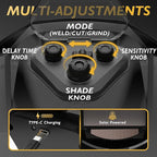 TOOLIOM Auto Darkening Welding Helmet with Panoramic Viewing Welding Mask Type-C Charging & Solar/Rechargeable Battery Powered Welder Hood for TIG MIG CUT Grind