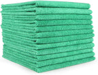 Arkwright Microfiber Cleaning Cloths - (Pack of 12) Lint & Streak-Free Drying Wash Towels, 320 GSM Super Absorbent & Quick Dry, Perfect Cleaner for Car, Glass, and Window, 12 x 12 in, Green