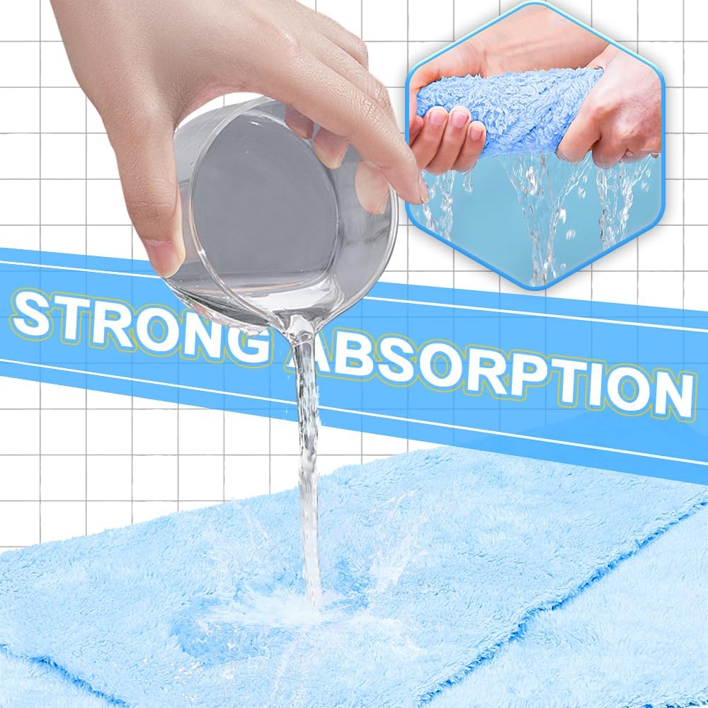 Car Wash Towels,Upgraded 450gsm Ultra-Thick,Micro Fiber Towels for Car and Home Polishing Washing & Detailing,Car Cleaning Interior Microfiber Rags 16"x16"|Blue 6-Pack