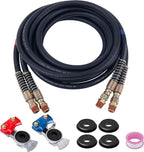 15 FT Air Line Hose Assembly with 1/2" NPT Swivel Fitting Straight Heavy Duty Power Hoses Set Spring Guard Grips DOT Fittings on Both Ends with Glad Hands Set for Semi Truck Trailer Tractor