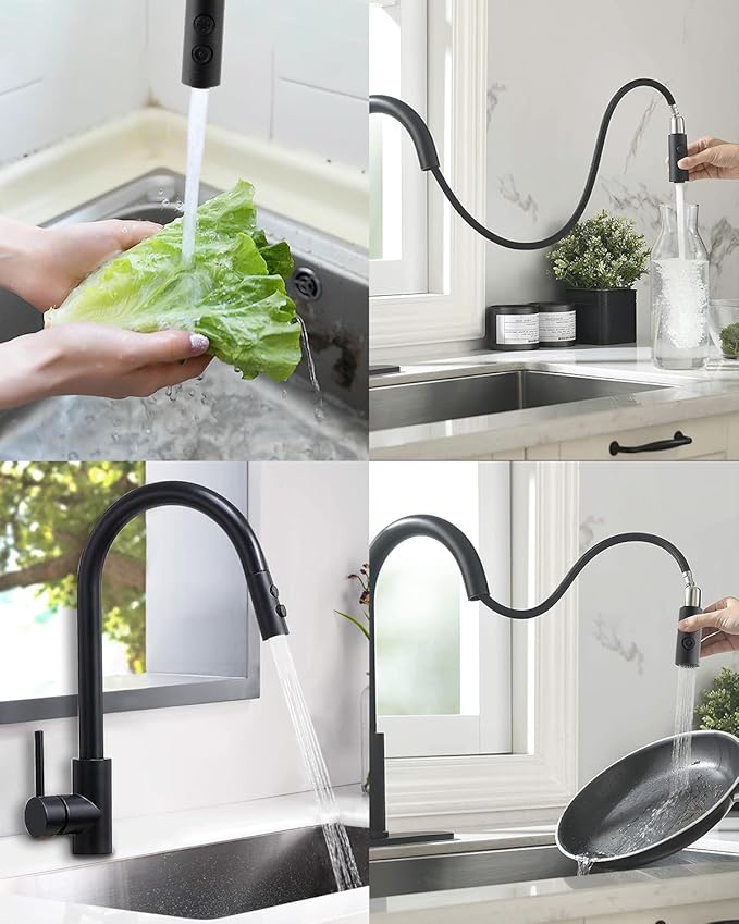 Hibbent Pull Out Sink Sprayer Head Replacement, 2 Function Kitchen Faucet Head, Bathroom Pull Down Spray Head with G1/2 or 13/16 Inch Male Connector, Oil-Rubbed Bronze