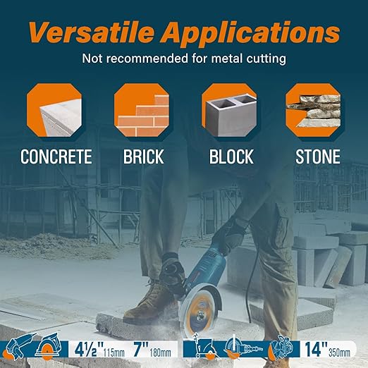 7 Inch Diamond Cutting Blade, Turbo Rim for Angle Grinder Circular Saw Cutter Wheel Dry Wet for Masonry/Concrete/Brick/Stone, 7/8"-5/8" Arbor (180mm, 3 PCS)