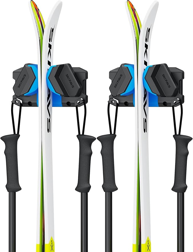 Ski Wall Mount, Ski Snowboard Storage Rack Tool Organizers Wall Mount, Ski Storage Rack for Garage Organizer, Fits Any Ski or Snowboard, Heavy Duty Nonslip Snowboard Wall Storage Rack - Blue