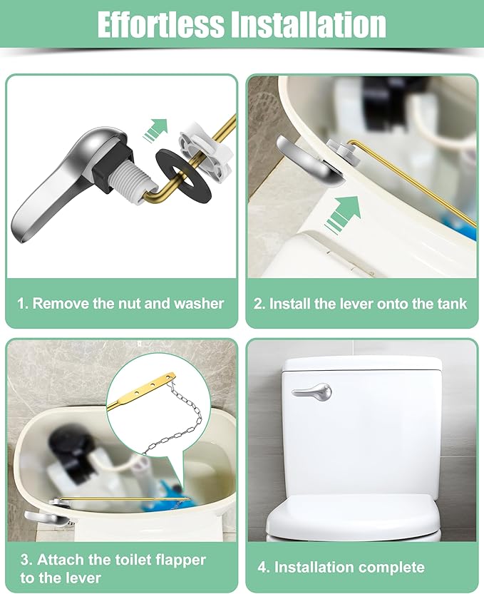 Toilet Flush Handle Replacement Kit: Front Universal Toilet Bowl Replacement Kit, Toilet Repair Kit Inside Tank Chain Flusher Handle Lever Replacement Parts Compatible with American Standard Mansfield