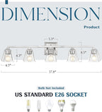 Bathroom Vanity Light 5-Light, HWH Bathroom Lighting Fixtures Over Mirror Brushed Nickel, Modern Vanity Wall Lamp with Square Bell Glass Shade, 5HY68B-5W BN