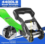 Ratchet Tie Down Straps Set Heavy Duty 4 Pack 15 FT 4400 LB 1.5 Inch Motorcycle Tie Down Strap for Cargo/Pickup Truck Bed Toolbox Accessories,Moving Stuff,Dirtbike,Roof Rack Tie Downs Kit Ropes-Green