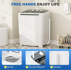 Superday Portable Washing Machine, 17.6lbs Mini Washing Machine and Spin Dryer Combo, Mini Twin Tub Laundry Machine for Camping, Apartments, Dorms, College Rooms, RV, Delicates, Grey