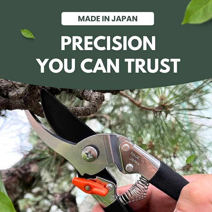 Saboten 7.9-Inch Bypass Pruning Shears, Fluorine-Coated High-Carbon Steel Blade, Ergonomic Non-Slip Grip Hand Pruner, Made in Japan, forest Originals