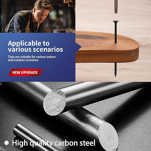 #10 x 3-1/2" Deck Screws (464Pcs) 8lb. Exterior Wood Screws. Carbon Steel, Black, Flat Head, Rust Resistant epoxy Coated, with T25 Star Bit