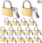 Kenning 16 Pcs Solid Keyed Alike Padlocks 0.98" Solid Brass Padlock with Key Weatherproof Luggage Locks Suitcase Lock Wide Body with Hardened Steel Shackle for Sheds, Storage Unit, Gym Fence