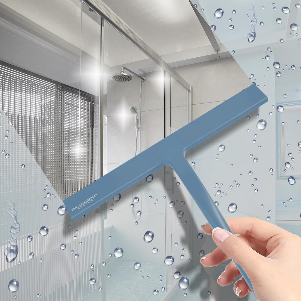 Richmirth Shower Glass Cleaner Squeegee, 9 Inch Width Silicone Bathroom Squeegee for Shower, Glass, Car Window, Mirror - Green