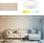 Builder Essential 5in 1,050 Lumens Round LED Recessed Light and Housing for Remodel or New Construction with Regressed Trim 3-Power Modes 8W-10W-12W, 5-CCT 2700-3000-3500-4000-5000K in White IC-Rated