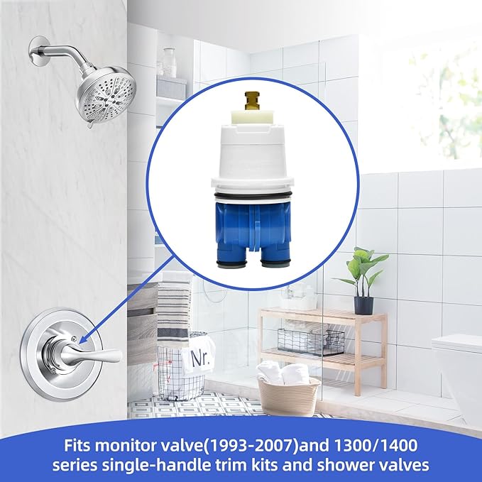 RP19804 Shower Cartridge Replacement for Delta 1300/1400 Series Single-Handle Tub and Shower Faucets and Monitor Valve (1993–2007), with RP22734 Bonnet Nut, Pressure-Balancing Valve Core