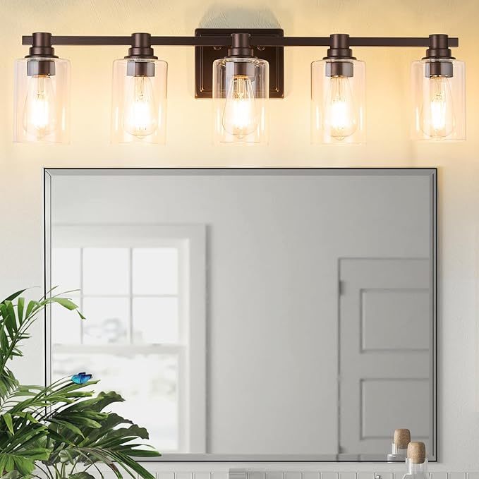 5 Lights Bathroom Lighting Fixtures Over Mirror Oil Rubbed Bronze Bathroom Vanity Light Fixture Farmhouse Vanity Light Vintage for Bedroom Living Room Hallway