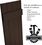 Board & Batten Vinyl Shutters (1 Pair) | 14.5"x59" (4-Board) - Coffee Bean | Exterior Window Shutters | Includes Mounting Hardware | Simple Installation | Made in USA