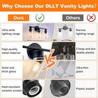 DLLT 3-Light Bathroom Light Fixtures: Black Modern Vanity Lights with 3 E26 Bulbs Base - Clear Glass Shade Bathroom Wall Lamp for Mirror Kitchen Living Room - 2 Packs