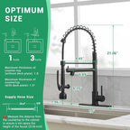 Fapully Commercial Kitchen Faucets with Pull Down Sprayer Matte Black LED Single Handle Faucet for Kitchen Sink, Kitchen Faucet with Soap Dispenser and Deck Plack for 4 Hole