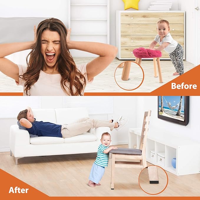 Furniture Pads 300 Pieces Felt Furniture Pads Premium Huge Pack, BAIPOK Self Adhesive Anti Scratch Floor Protectors for Desk Chair Legs and 60 Rubber Bumpers for Hardwood Tile Floor