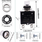 mxuteuk 2Pcs 20Amp Circuit Breakers Push Button Manual Reset 125/250V AC 50V DC, L1 Series Overload Protector Switch Thermal Circuit Breakers with Waterproof Button Caps L1-ls-20A
