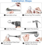 Newfun 10 Pieces Polished Chrome Bathroom Hardware Set - Includes 24inch Towel Bar, Robe Hook, Toilet Paper Holder, Bathroom Accessories Set Stainless Steel Wall Mounted