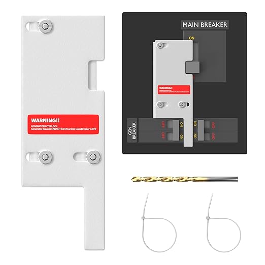 Generator Interlock Kit Compatible with GE General Electeric 150 or 200 Amp Panels 2-1/2 to 3-1/2 Inch Spacing Between Main and Branch Breaker
