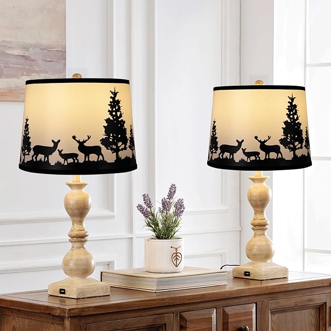 Lamp Shades Set of 2 - Drum Lampshades 11.4" x 12.9" x 9.8" Inches, Fabric Medium Replacement Lampshades for Table Lamp, Floor Lamp, Assembly Required, Spider,Linen