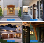 VIANIS Motion Sensor Exterior Lights for House, 2 Pack Dusk to Dawn Porch Lights Sconce Outdoor, Moden Black Outdoor Sconce Lights Lantern with Tempered Glass for Garage, Patio, Waterproof