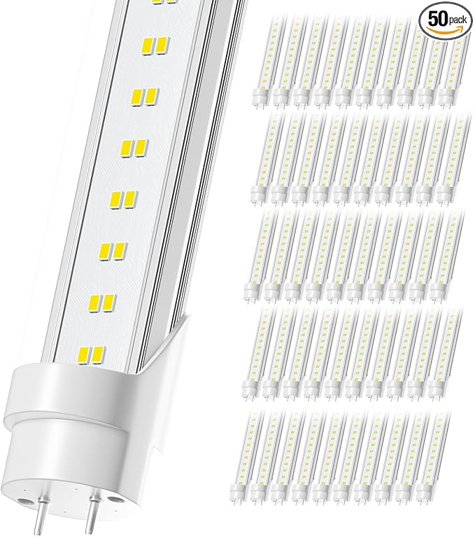 50 Pack T8 Bulbs 4 Foot 6500K Daylight, 5000Lumens, 36W, 4ft Led Bulbs Ballast Bypass Type B Dual-End Powered, 4ft Led Tubes Replacement F32T8 F32T12 Fluorescent Tube