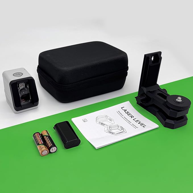 Laser Level, Self Leveling Green Cross Line Lazer Level, Lazer Leveler Tool for Picture Hanging with Brightness Adjustment, Magnetic Bracket Carrying Case Battery Included