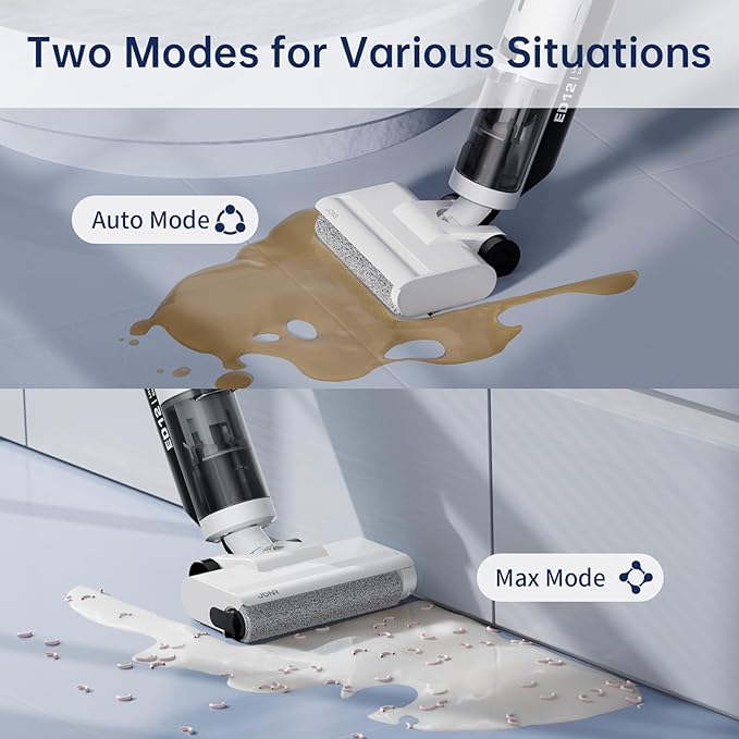 JONR ED12 Lite Wet Dry Vacuum Cleaner, Cordless Vacuum Mop with Self-Cleaning, 0.1” Edge Cleaning, Lightweight (7.7lbs), for Hard Floors & Pet Hair, Anti-Tangle Design