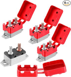 4 Pieces DC 12V - 24V Automatic Reset Circuit Breaker Circuit Breaker with Cover Stud Bolt for Automotive and More (25 Amp)
