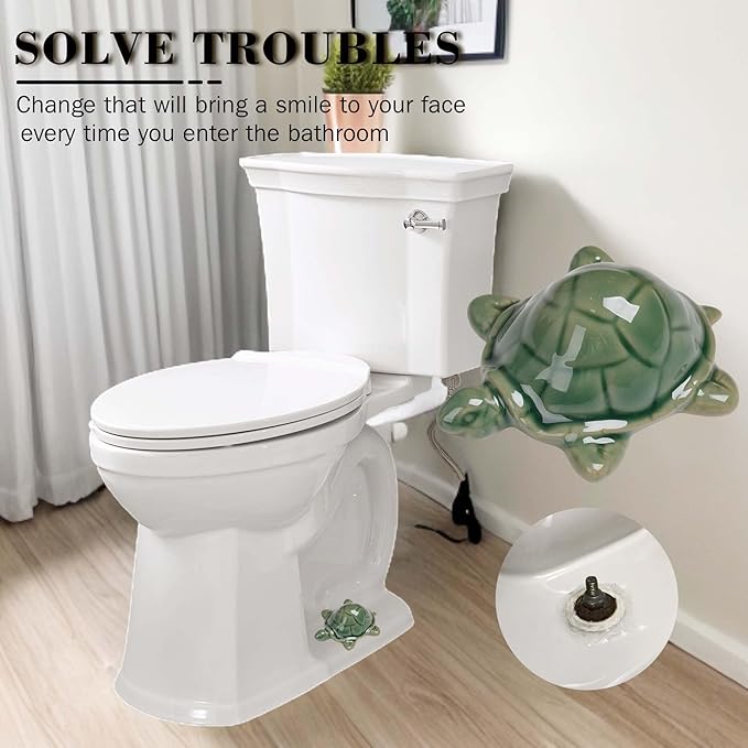 Toilet Bolt Caps, Turtle Ceramic Bolt Covers,Fun and Cute Bathroom Decor for Easy Installation Decorative Covers for Toilet (Green turtle 2pcs)