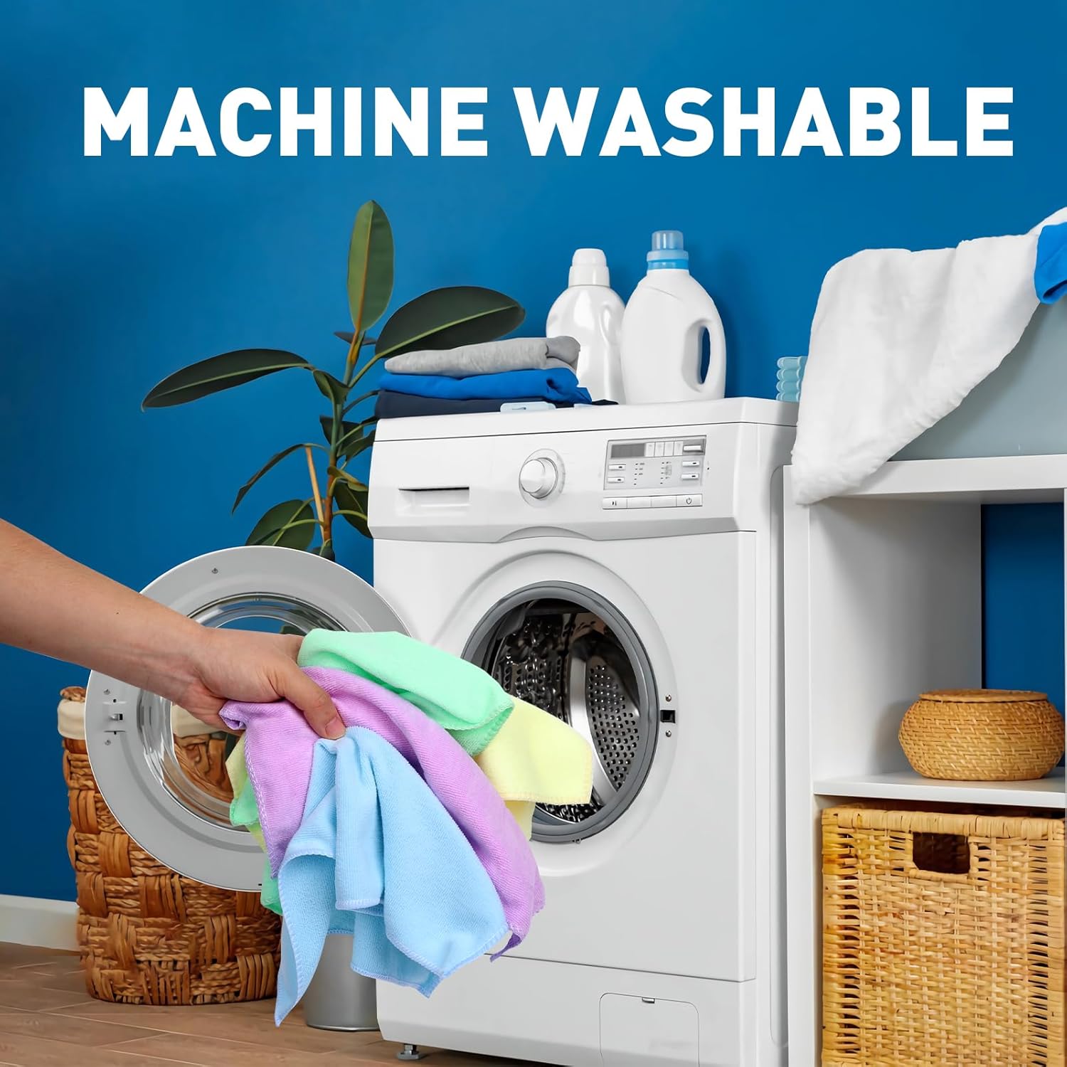 Microfiber Cleaning Cloths-50 Pack, Microfiber Towels Bulk, Towels for Cars & Home, Cleaning Rags 5 Colors Assorted (12x12 inches)