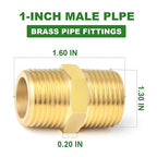 TAISHER 5PCS Brass Pipe Fitting Adapter, Hex Nipple, 1-Inch Male Pipe x 1-Inch Male Pipe