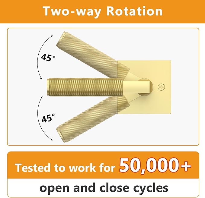 Amerdeco 1 Pack Brushed Gold Passage Door Handles,Heavy Duty Non-Locking Door Lever for Hall, Closet,Office Area, Shopping Malls AM0021