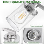 DORESshop 17 Inch Bathroom Light Fixtures, 3-Light Chrome Bathroom Lighting Fixtures Over Mirror with Clear Glass Shade, Vanity Lights for Living Room Bedroom