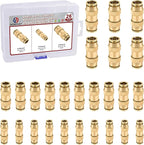 26pcs Quick Connect Brass DOT Air Line Fittings Straight Union 1/4” 3/8” 1/2” Tube Push to Connect Fittings Air Suspension Fittings Straight Air Brake Union Push Lock Pneumatic Air Hose Fitting