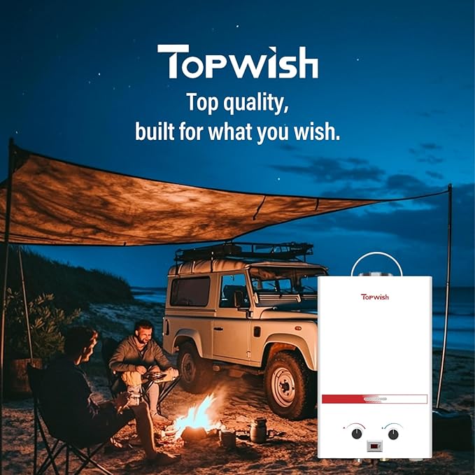Tankless Water Heater 8L, Portable Propane Camping Water Heater 2.11GPM with Handle Overheating Multi-Protection, Instant Gas Hot Water Warmer for Outdoors RV Trips Shower Boat Cabins,White
