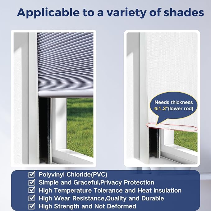 U Channel Blackout PVC Light Blocking Strips for Roller Blinds Light Gap Blockers Window Shades Side Rail Tracks Bedroom Sleep, Side Tracks for Cordless Blackout Shades (White, 58",2Pcs)