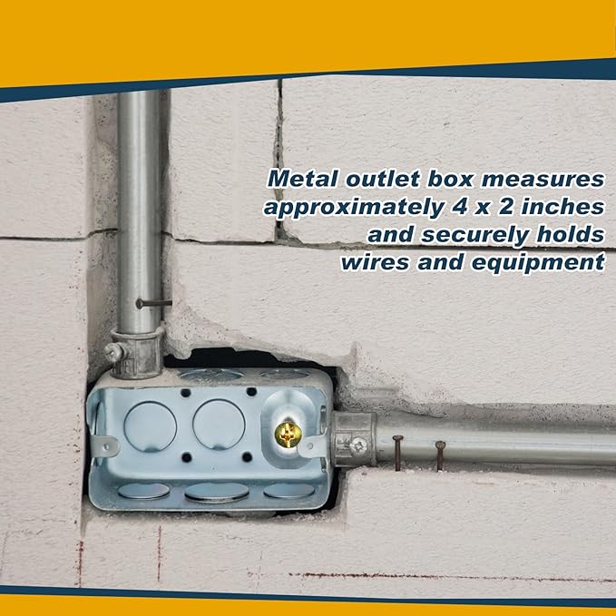 12 Pcs Electrical Box Junction Box Galvanized Steel Metal Electrical Boxes, 1/2'' and 3/4'' Knockouts, Drawn Construction, Silver (4 x 2 Inch,Rectangular)