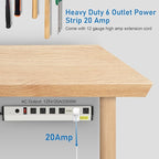 CCCEI Heavy Duty Power Strip Surge Protector 20 Amp, High Amp Industrial Shop Garage Metal Multiple Outlets, 4 FT 12 Gauge 5-15P Extension Cord 6 Outlet 6-20R T-Slot 20a for Appliance.