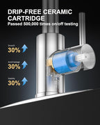 Chrome Kitchen Faucet with Soap Dispenser: Stainless Steel Kitchen Faucet with Pull Down Sprayer for Sink 2 or 4 Hole - 3 Modes Single Handle Kitchen Sink Faucets for Farmhouse RV Laundry Bar