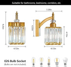 Modern Wall Sconces Set of Two Gold Wall Sconces Indoor Wall Lamp Crystal Wall Light Wall Mounted Room Sconce Wall Lighting Bathroom Vanity Light Fixtures