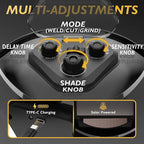 TOOLIOM Auto Darkening Welding Helmet with Light 1/1/1/1 Large Viewing 4.31" x 3.81" True Color Welding Mask Shade 4/5-9/9-13 Solar/Rechargeable Battery Powered Welder Hood for TIG MIG Stick CUT Grind