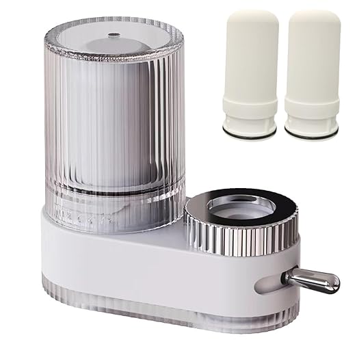 VYNTRA Faucet Water Filter, 7-Layer Kitchen Filter Water Faucet Element, 350 Gallons Activated Carbon Ceramic Filter Reduces 99% Chlorine, Limescale, Heavy Metals (2*Filter & 6*Adaptors) White