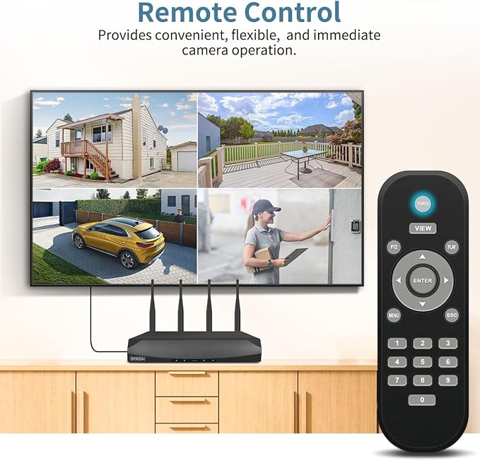 《130° Wide Angle & 2-Way Audio》Wireless Security Camera System Outdoor, WiFi Cameras Systems, Video Surveillance DVR Kits